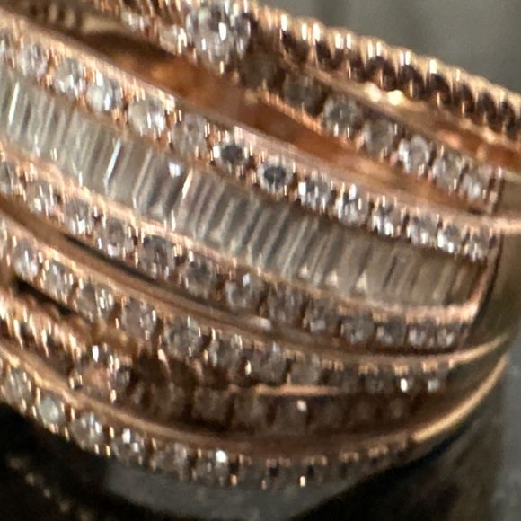 14Kt Rose Gold Diamonds Band Many Layers rings Stacked together! - Picture 4 of 8
